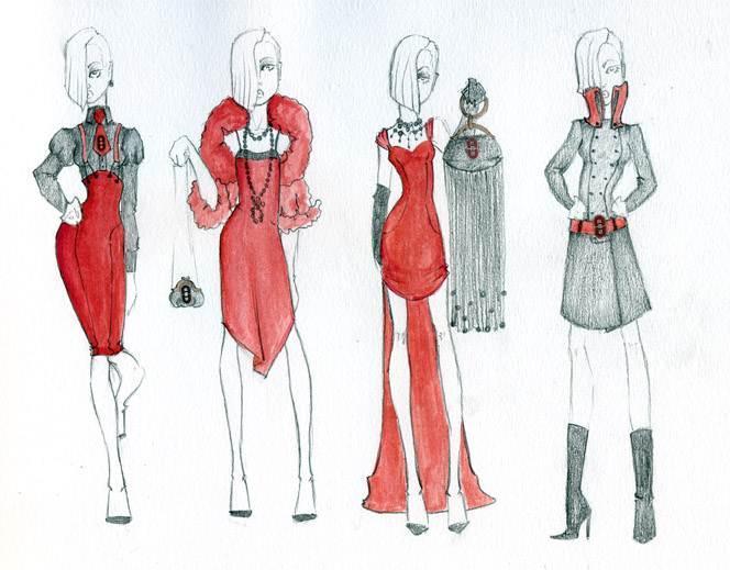 手稿中的女裝設(shè)計(jì) 服裝與服飾的藝術(shù)融合